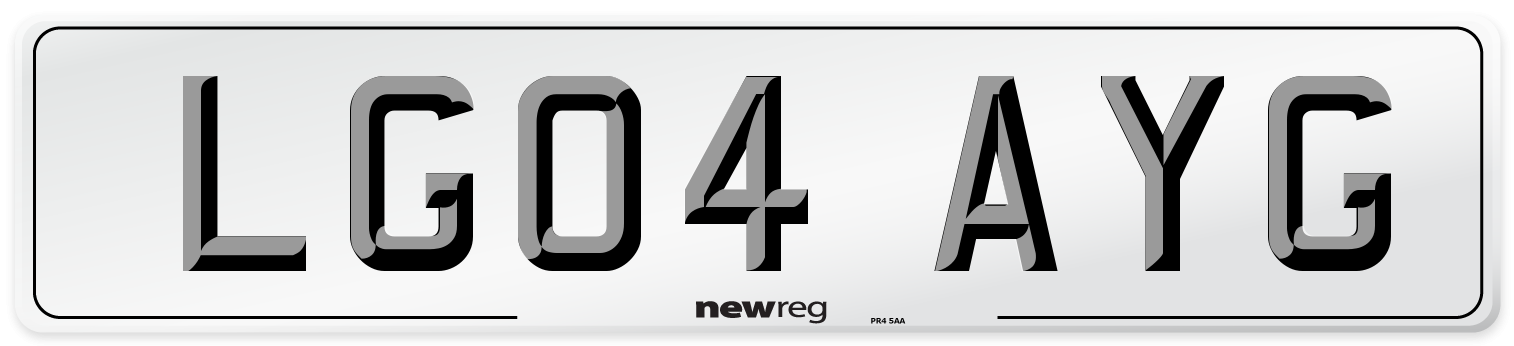 LG04 AYG Number Plate from New Reg